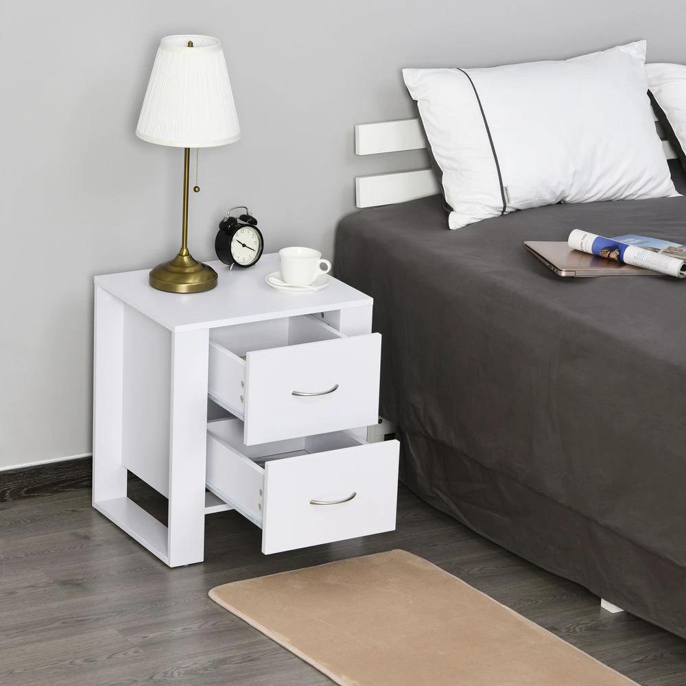 Particle Board 2-Drawer Bedside Table White by HOMCOM