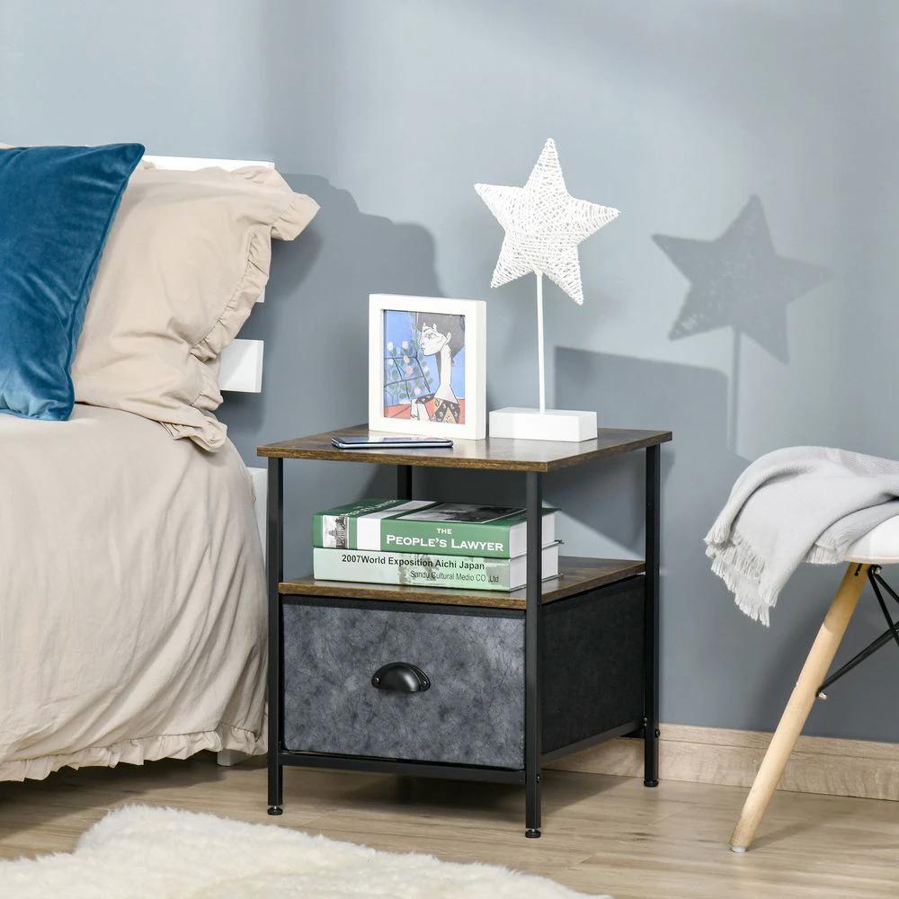 Side Table Vintage Nightstand Coffee Table w/ Drawer for Living Room by HOMCOM
