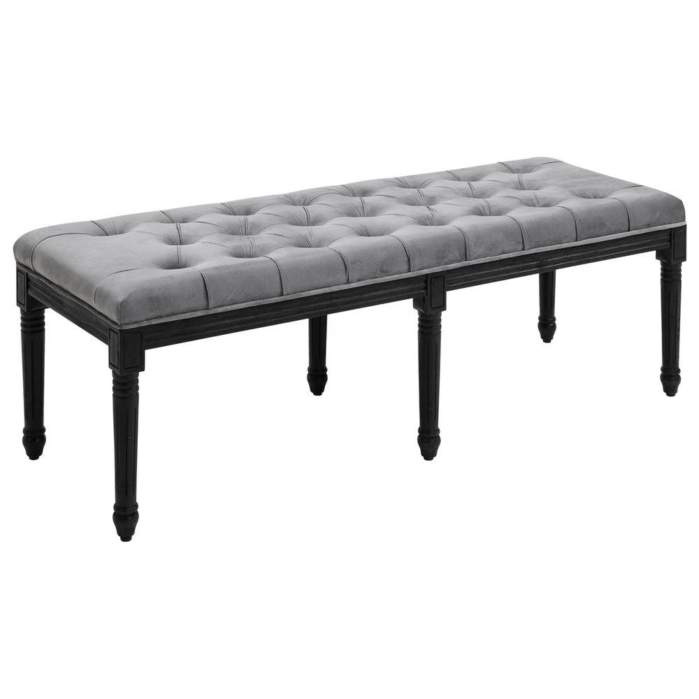Fabric Bed End Bench Velvet Upholstered Tufted Accent Lounge Sofa by HOMCOM