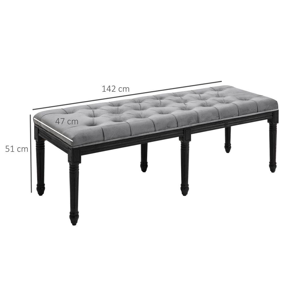 Fabric Bed End Bench Velvet Upholstered Tufted Accent Lounge Sofa by HOMCOM