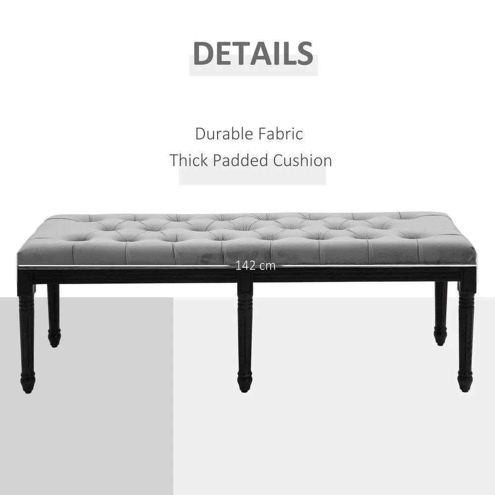 Fabric Bed End Bench Velvet Upholstered Tufted Accent Lounge Sofa by HOMCOM