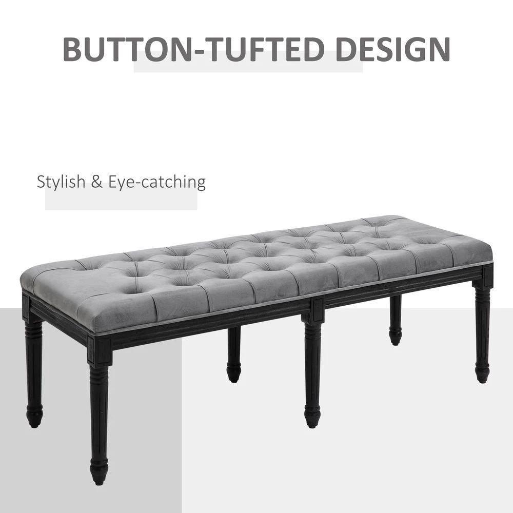 Fabric Bed End Bench Velvet Upholstered Tufted Accent Lounge Sofa by HOMCOM