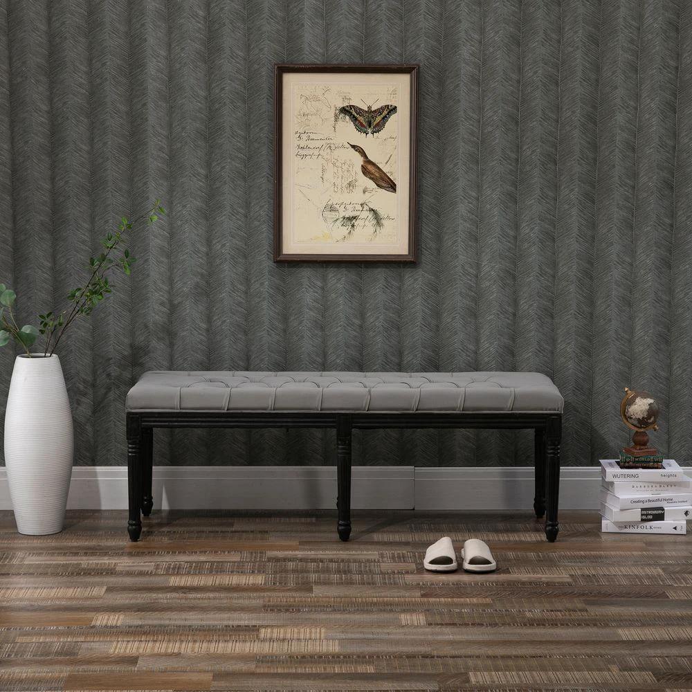 Fabric Bed End Bench Velvet Upholstered Tufted Accent Lounge Sofa by HOMCOM