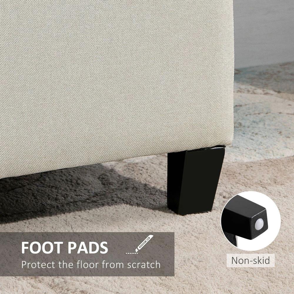 HOMCOM Linen Storage Ottoman Bench Padded w/ Tufting Hinged Lid Wood Frame Feet - Uncategorized Bench