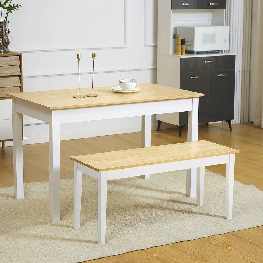 HOMCOM Wood Dining Bench Wooden Bench for 2 People, Natural Wood Effect - Uncategorized Bench