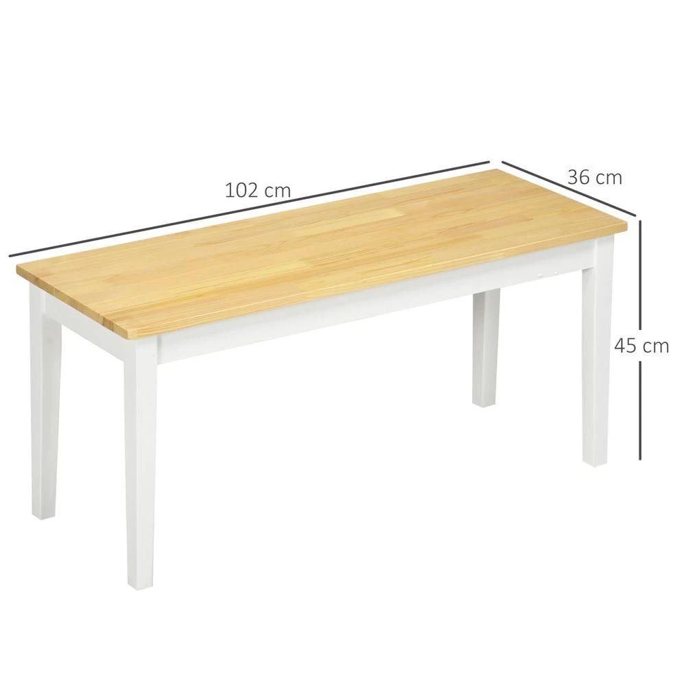 HOMCOM Wood Dining Bench Wooden Bench for 2 People, Natural Wood Effect - Uncategorized Bench