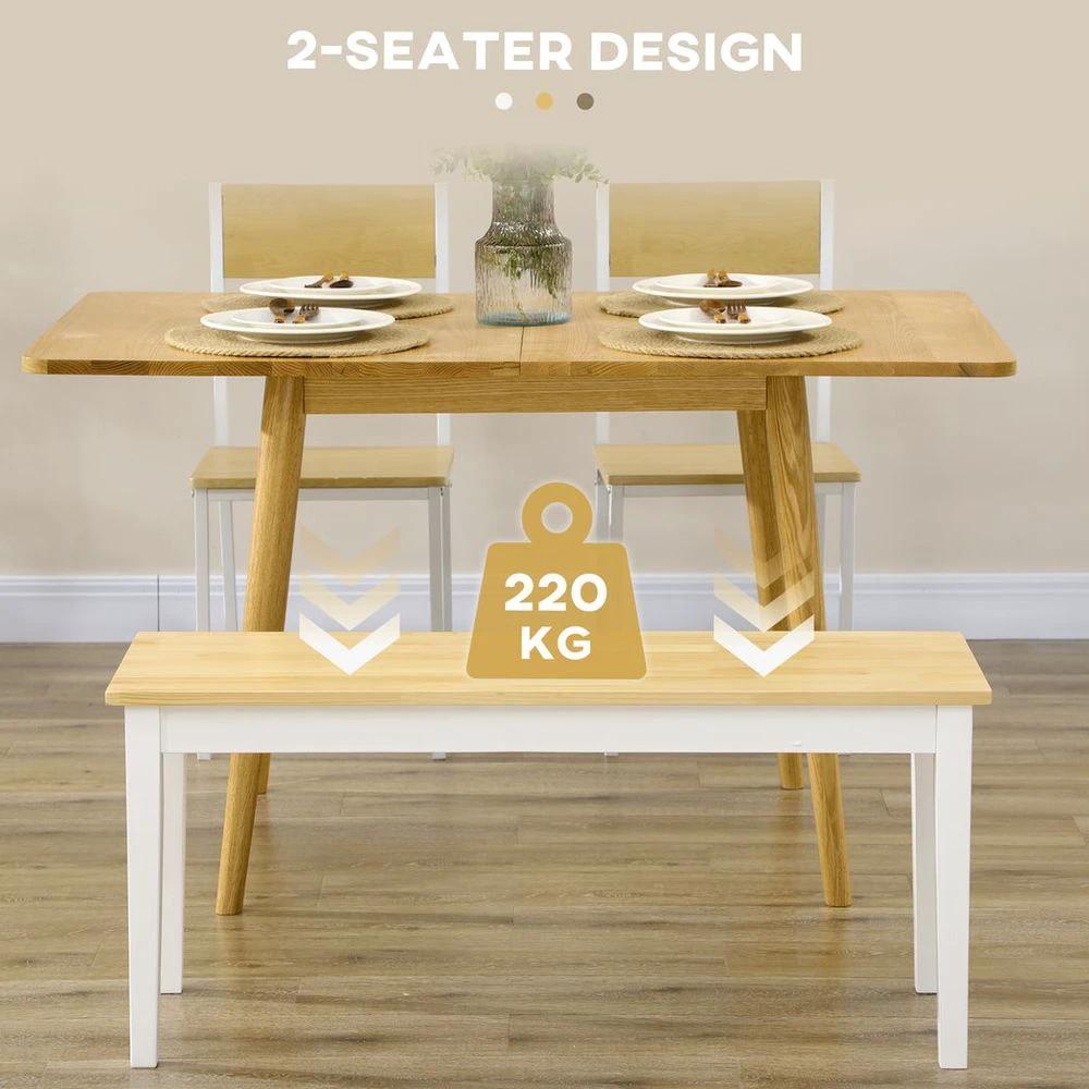 HOMCOM Wood Dining Bench Wooden Bench for 2 People, Natural Wood Effect - Uncategorized Bench