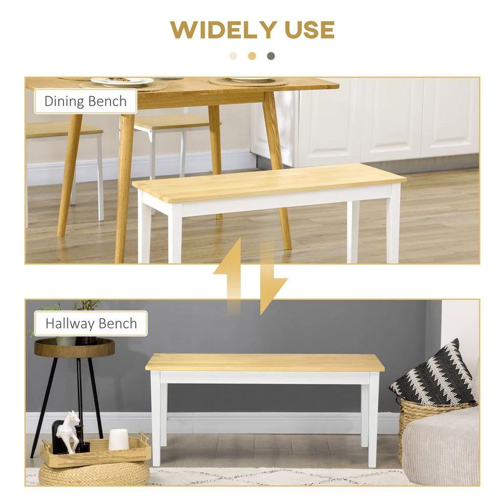 Wood Dining Bench Wooden Bench for 2 People, Natural Wood Effect by HOMCOM