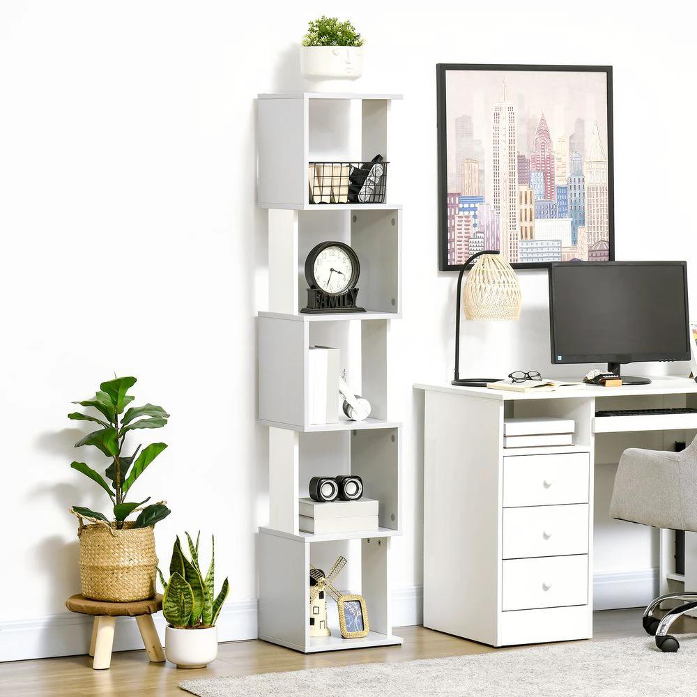 5-Tier Bookshelf, Freestanding Bookcase Storage Shelving Light Grey by HOMCOM