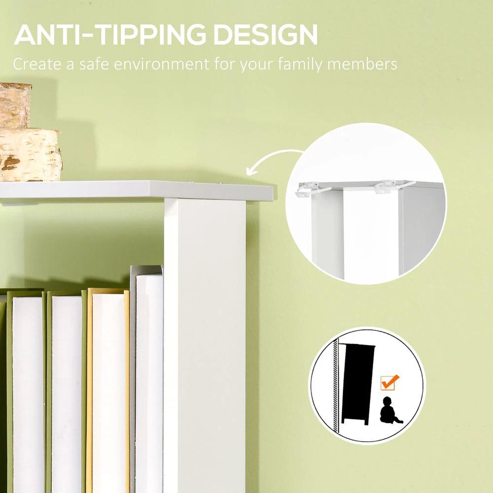 5-Tier Bookshelf, Freestanding Bookcase Storage Shelving Light Grey by HOMCOM