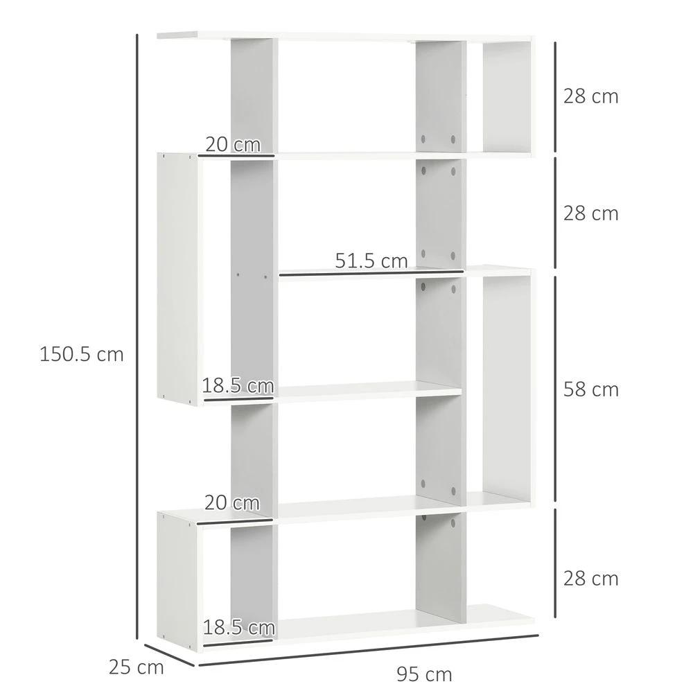 5-Tier Bookshelf, Modern Bookcase with 13 Open Shelves, White by HOMCOM