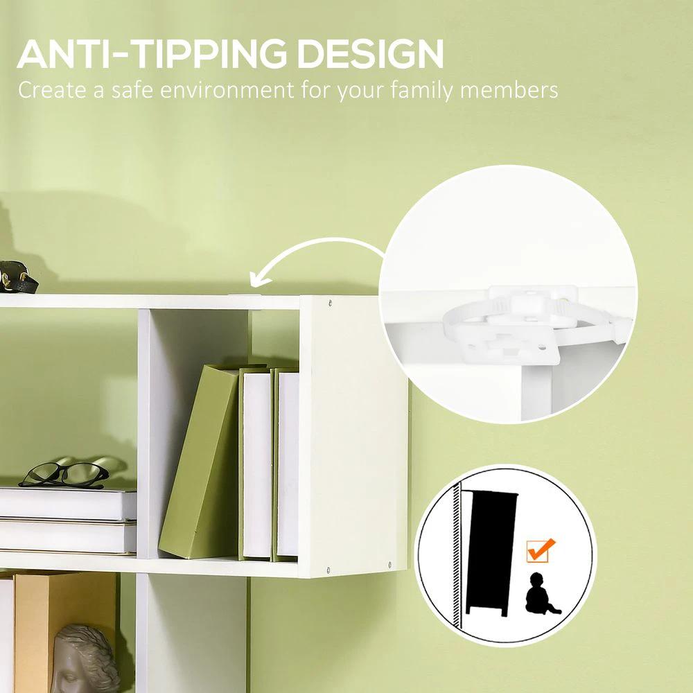 5-Tier Bookshelf, Modern Bookcase with 13 Open Shelves, White by HOMCOM
