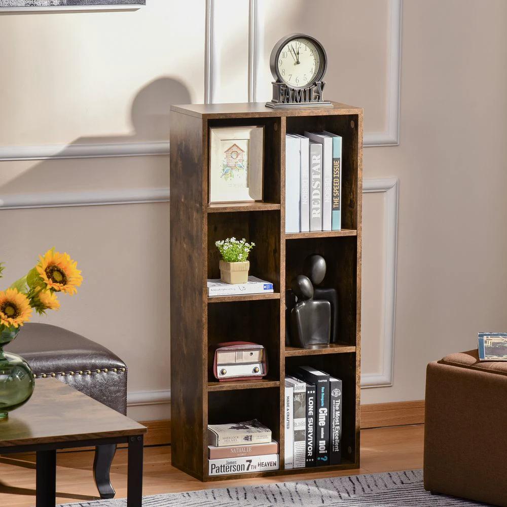 Bookcase IndustrialDisplay Cabinet Cube Storage Rustic Brown by HOMCOM