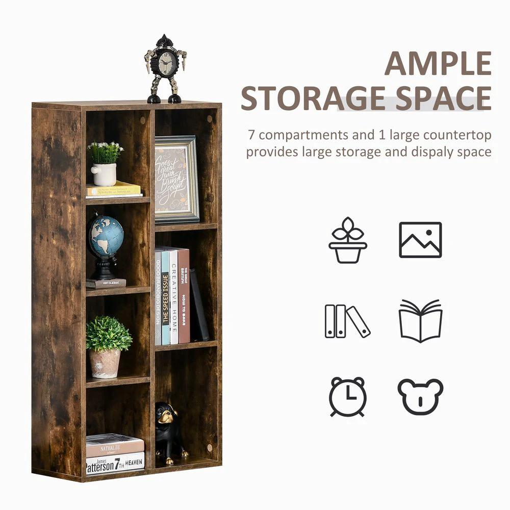Bookcase IndustrialDisplay Cabinet Cube Storage Rustic Brown by HOMCOM