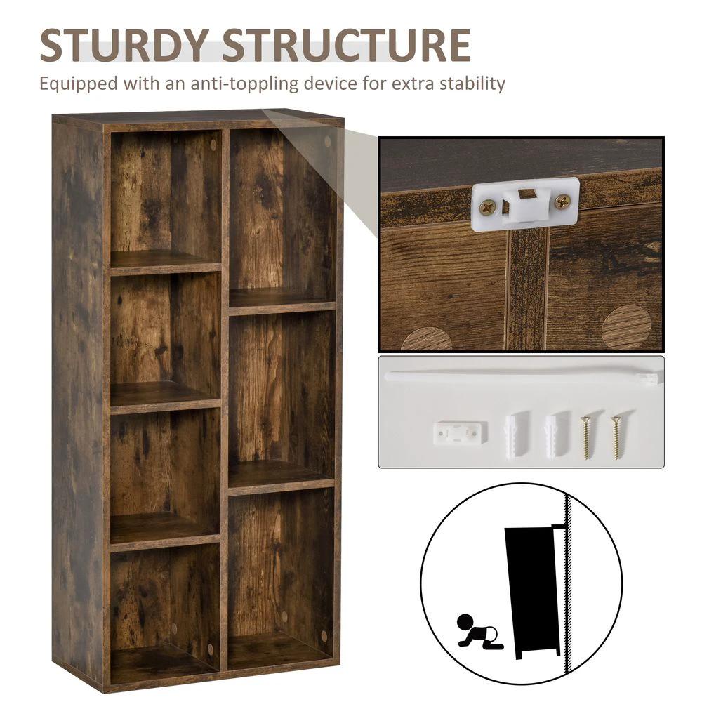 Bookcase IndustrialDisplay Cabinet Cube Storage Rustic Brown by HOMCOM