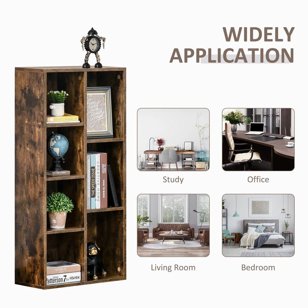 Bookcase IndustrialDisplay Cabinet Cube Storage Rustic Brown by HOMCOM
