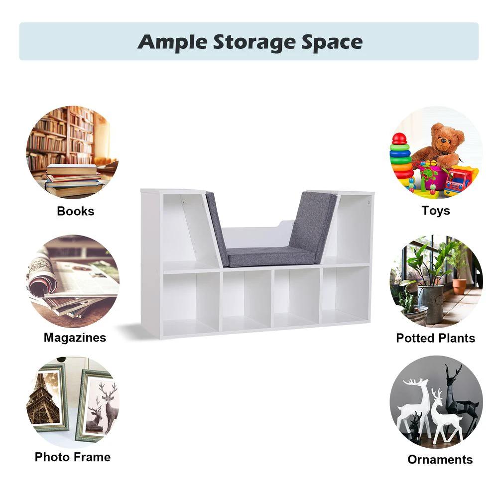 Bookcase Storage W/Particle Board Sponge Linen, 102W x 30D x 61Hcm-White/Grey by HOMCOM