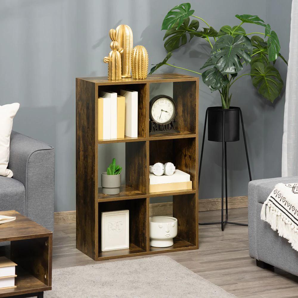 Industrial Style Storage Shelf, Bookcase, Bookshelf, Rustic Brown by HOMCOM