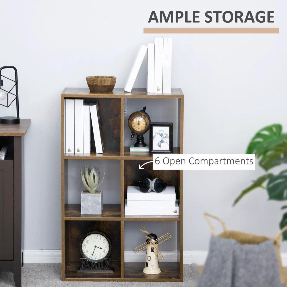 Industrial Style Storage Shelf, Bookcase, Bookshelf, Rustic Brown by HOMCOM