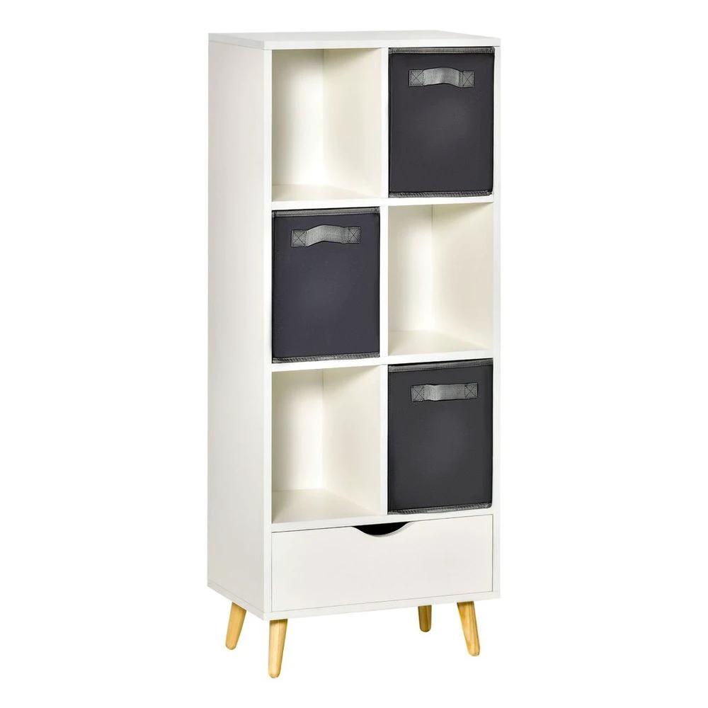 HOMCOM Modern Bookcase Tall Bookcase with Storage Shelves Drawer for Study - Uncategorized Bookcase