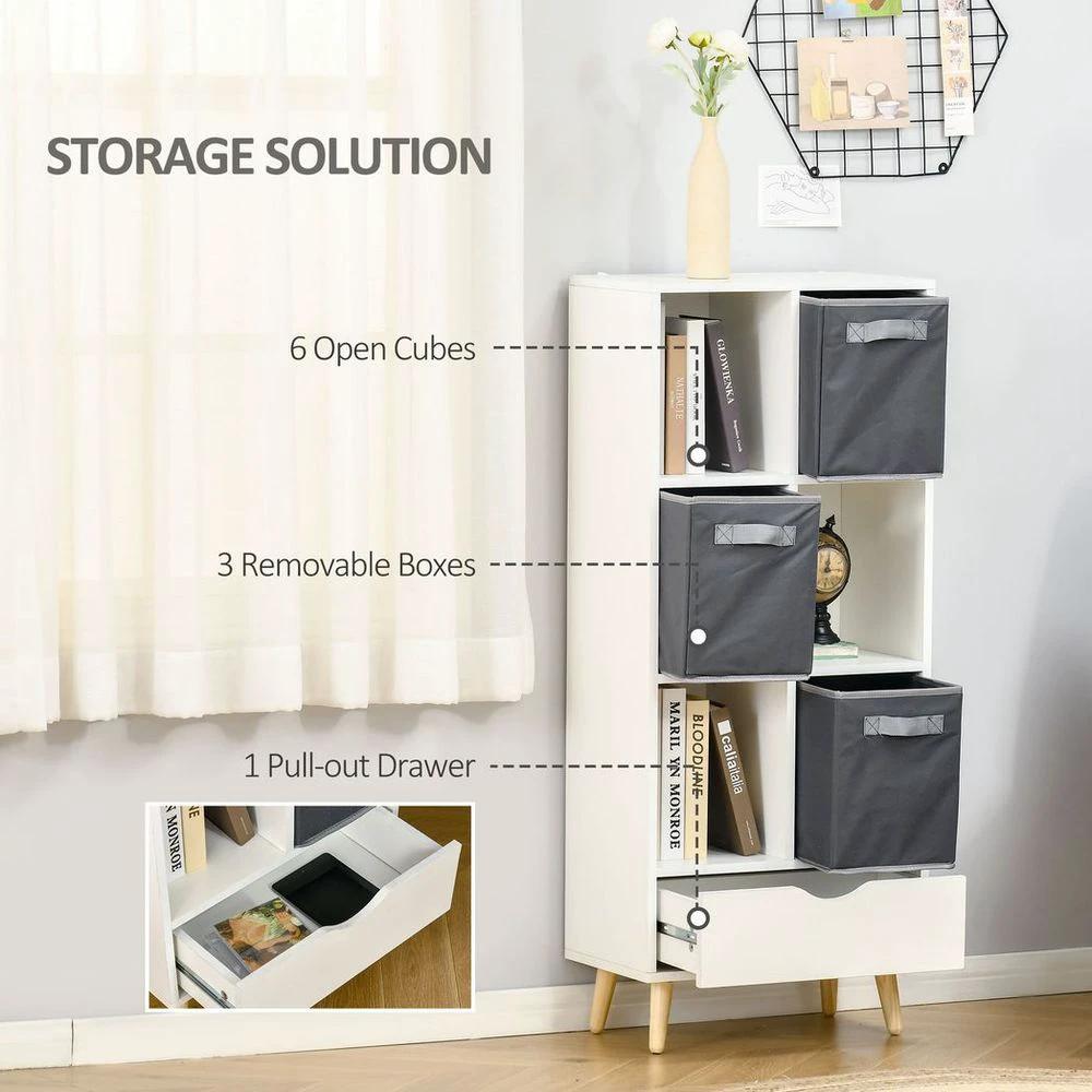 HOMCOM Modern Bookcase Tall Bookcase with Storage Shelves Drawer for Study - Uncategorized Bookcase