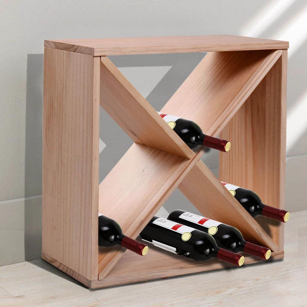 HOMCOM Natural Wine Rack 4 Sections Homcom - Uncategorized Bookcase