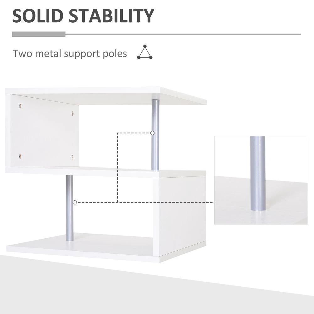 Side Table 2 Tier Storage Shef Organizer Bookcase End Desk Stand Display White by HOMCOM
