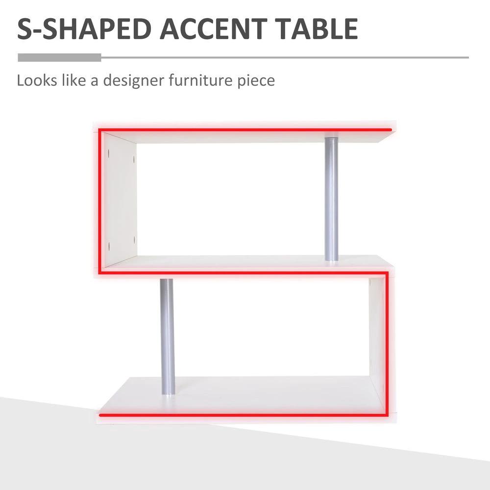 Side Table 2 Tier Storage Shef Organizer Bookcase End Desk Stand Display White by HOMCOM