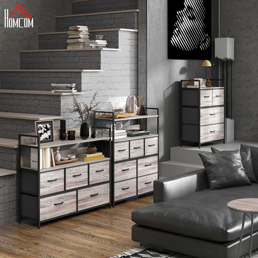 Bedroom Chest of Drawers 7 Drawer Dresser w/ Shelves, Rustic Brown by HOMCOM