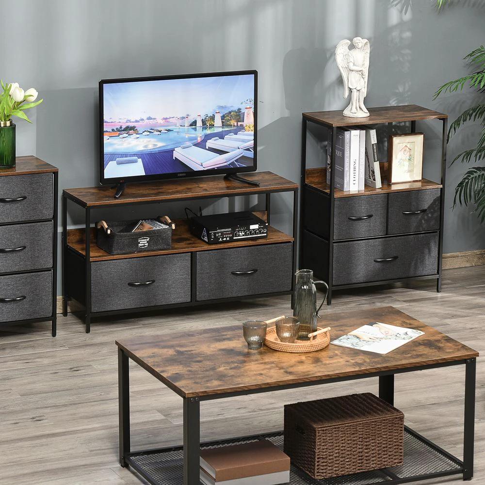 3 Drawer Storage Chest Unit Home w/ Shelves Home Living Bedroom Black Homcom by HOMCOM