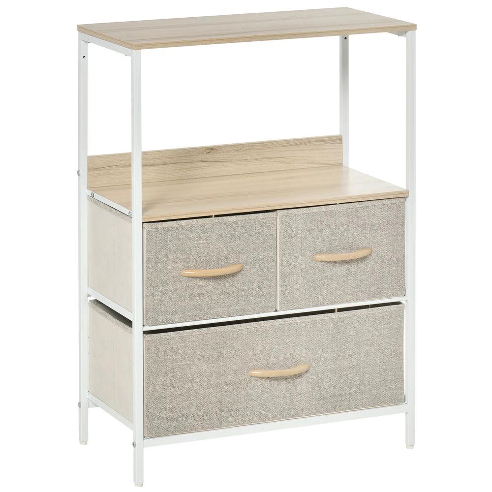 3 Drawer Storage Chest Unit Home w/ Shelves Home Living Bedroom White HOMCOM by HOMCOM