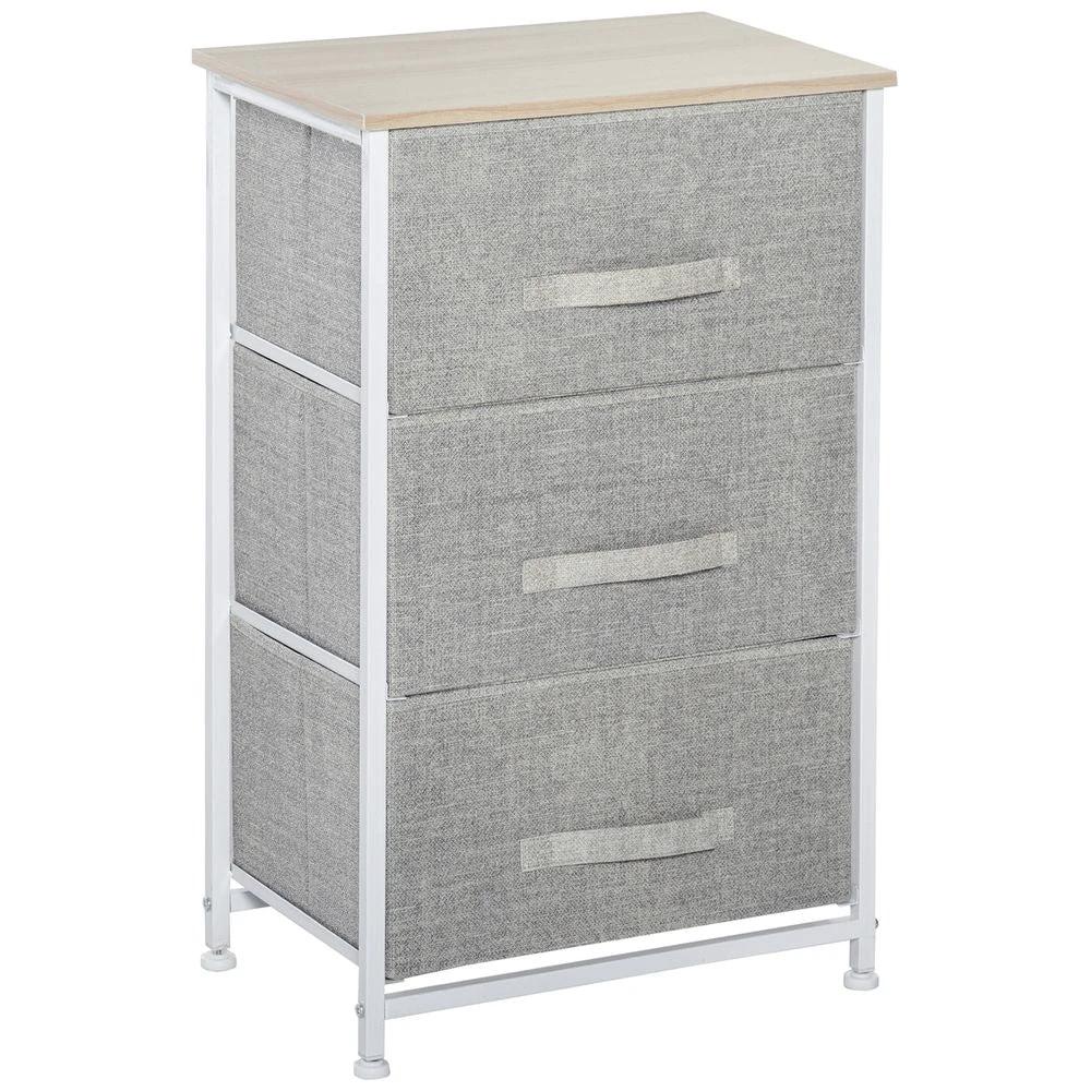 HOMCOM 3-Tier Homcom Linen Drawer Cabinet Organizer Adjustable White, Oak and Light Grey - Uncategorized Chest of Drawers
