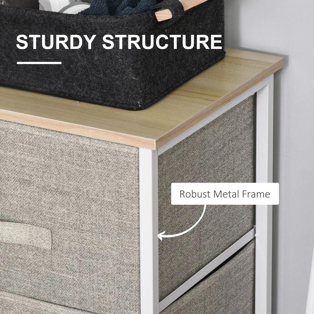 HOMCOM 3-Tier Homcom Linen Drawer Cabinet Organizer Adjustable White, Oak and Light Grey - Uncategorized Chest of Drawers