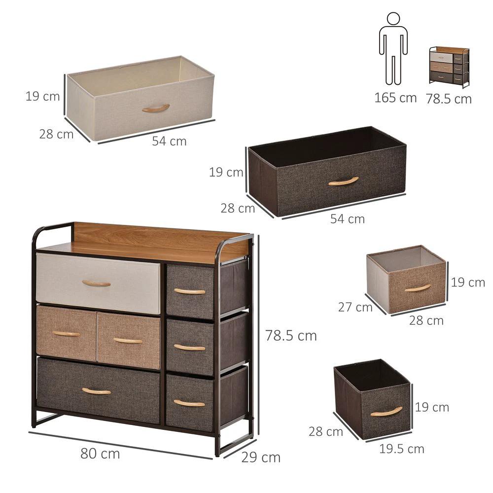 HOMCOM 7-Drawer Dresser, Fabric Chest of Drawers, Storage Organizer - Uncategorized Chest of Drawers