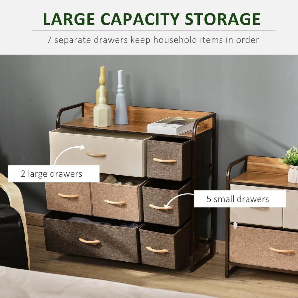 HOMCOM 7-Drawer Dresser, Fabric Chest of Drawers, Storage Organizer - Uncategorized Chest of Drawers