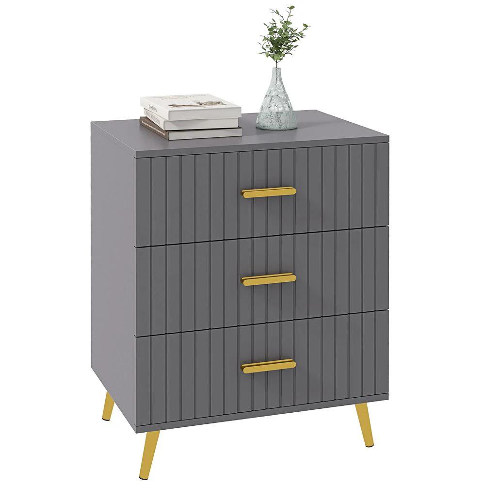 Bedroom Chest of Drawers, 3-Drawer Dresser with Aluminium Legs Homcom by HOMCOM