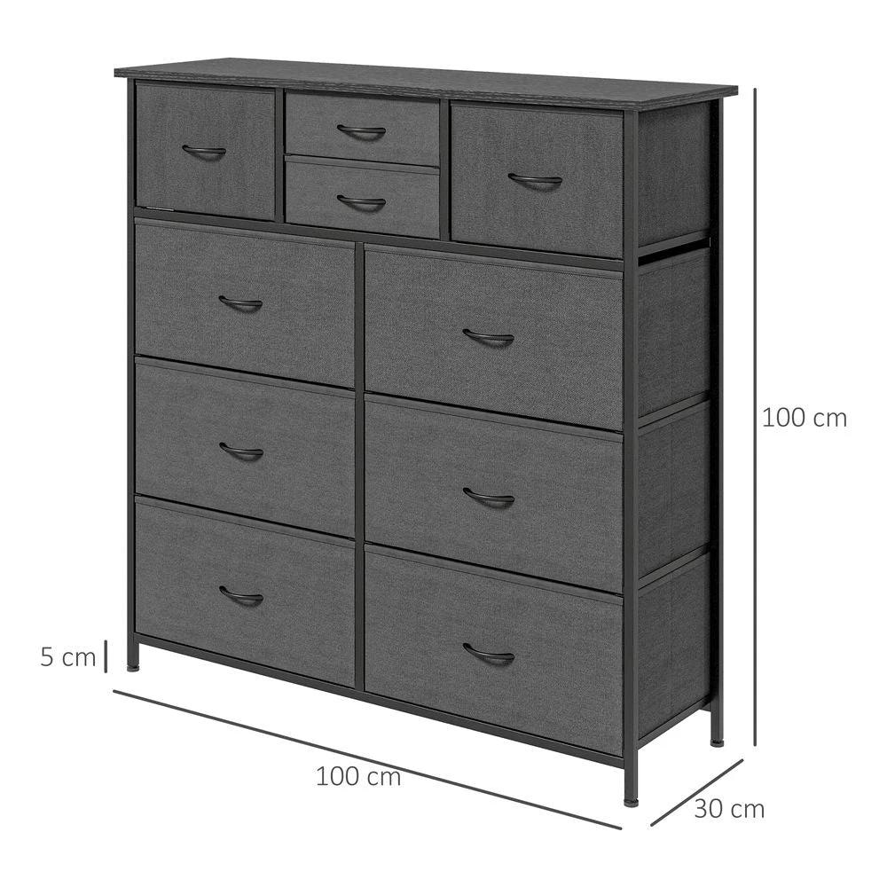 Bedroom Chest of Drawers Fabric Dresser w/ Foldable Drawers Black Homcom by HOMCOM