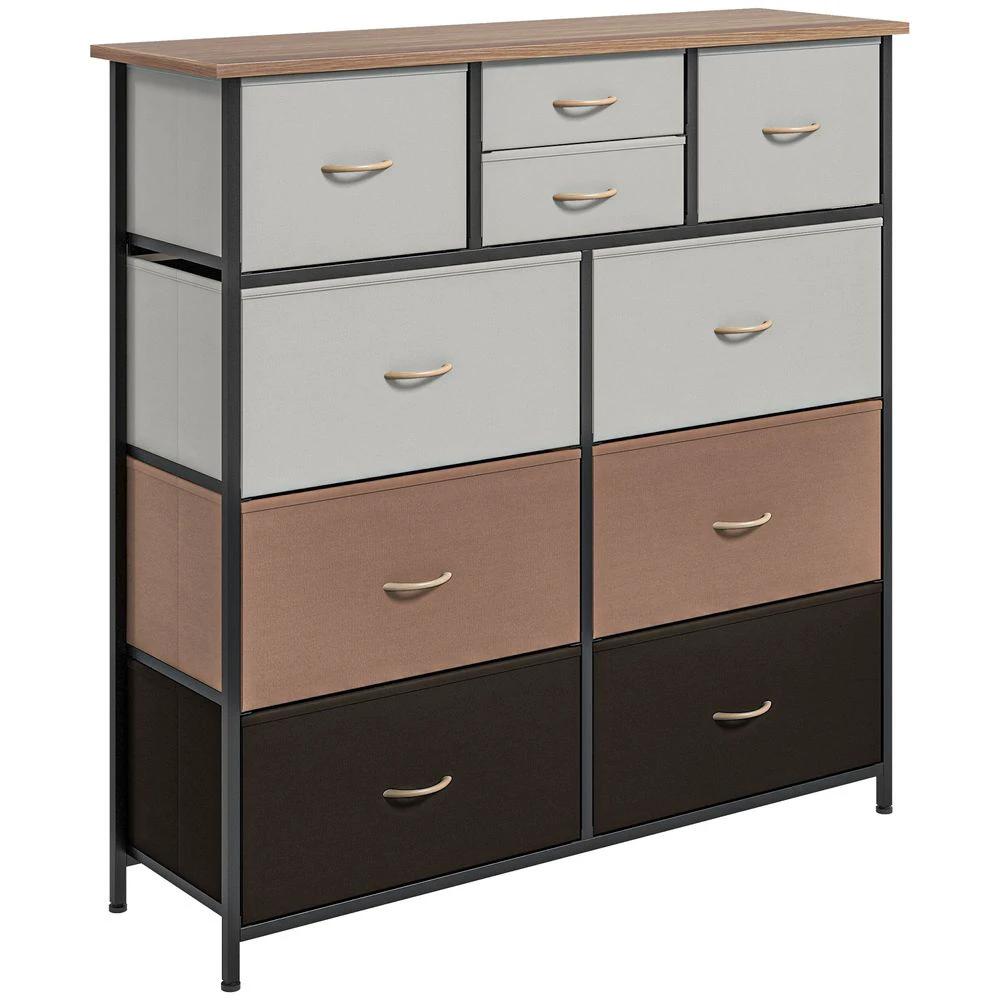 Bedroom Chest of Drawers Fabric Dresser w/ Foldable Drawers Multicolour Homcom by HOMCOM