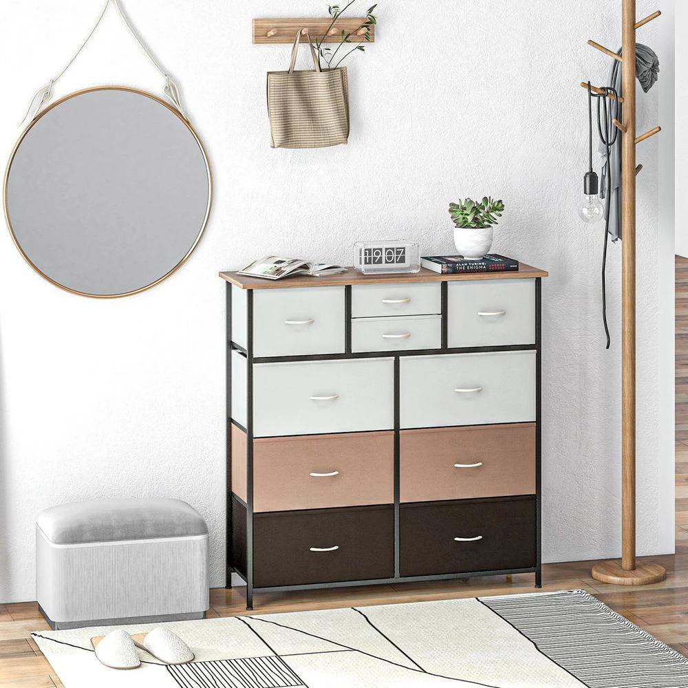 Bedroom Chest of Drawers Fabric Dresser w/ Foldable Drawers Multicolour Homcom by HOMCOM