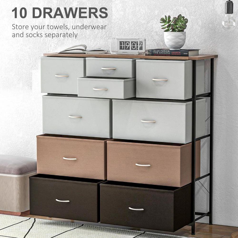 Bedroom Chest of Drawers Fabric Dresser w/ Foldable Drawers Multicolour Homcom by HOMCOM