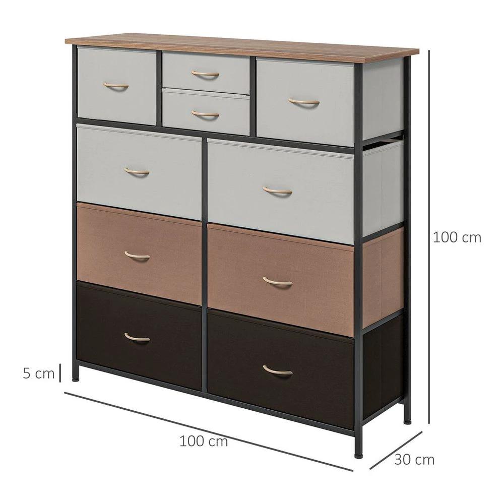 Bedroom Chest of Drawers Fabric Dresser w/ Foldable Drawers Multicolour Homcom by HOMCOM