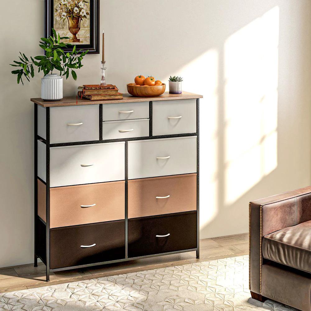 Bedroom Chest of Drawers Fabric Dresser w/ Foldable Drawers Multicolour Homcom by HOMCOM