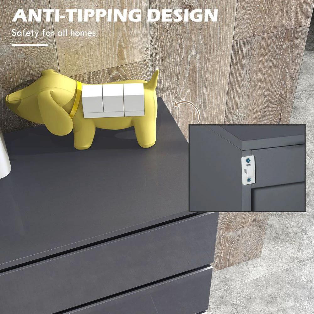 Bedroom Chest of Drawers, High Gloss 4 Drawers Dresser, Drawer Unit by HOMCOM