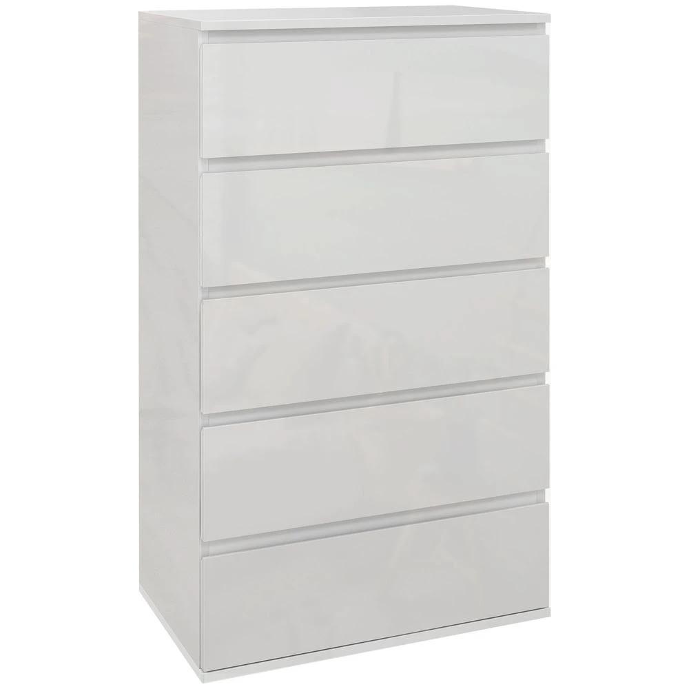 HOMCOM Bedroom Chest of Drawers, High Gloss 5 Drawers Dresser, Drawer Unit - Uncategorized Chest of Drawers