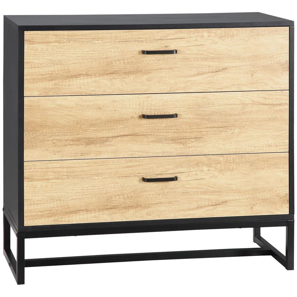 HOMCOM Chest of Drawers 3-Drawer Storage Organiser with Handles Bedroom Living Room - Uncategorized Chest of Drawers