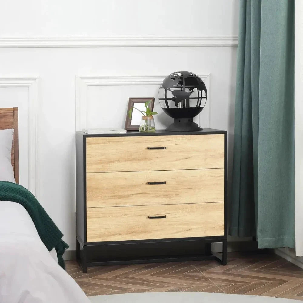HOMCOM Chest of Drawers 3-Drawer Storage Organiser with Handles Bedroom Living Room - Uncategorized Chest of Drawers