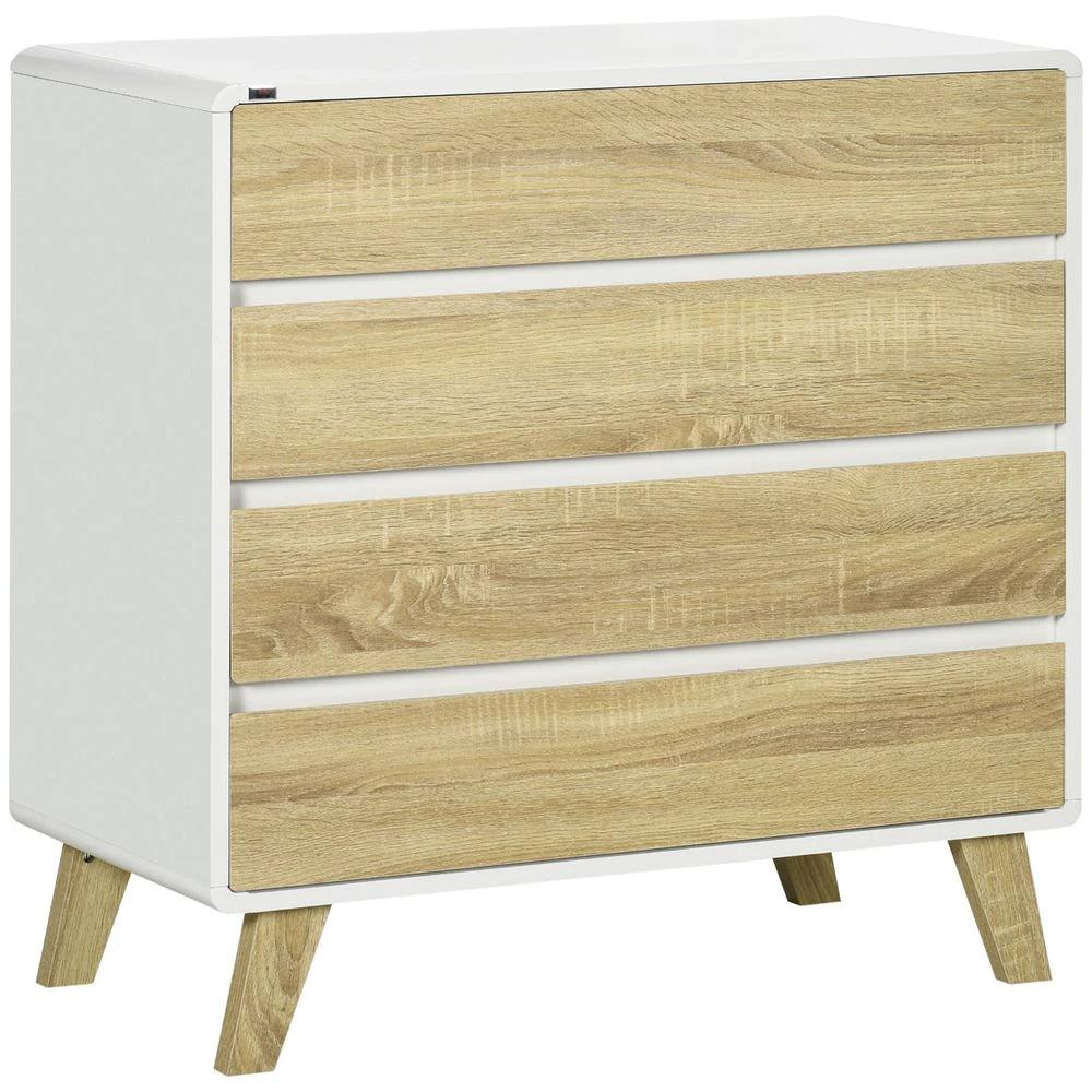 Chest of Drawers 4-Drawer Dresser Storage Chest with Legs Bedroom, Living Room by HOMCOM