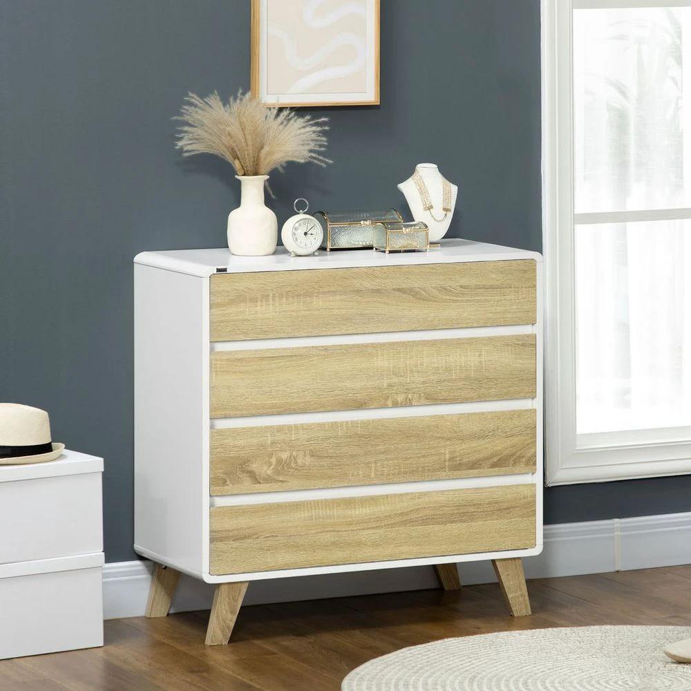 Chest of Drawers 4-Drawer Dresser Storage Chest with Legs Bedroom, Living Room by HOMCOM