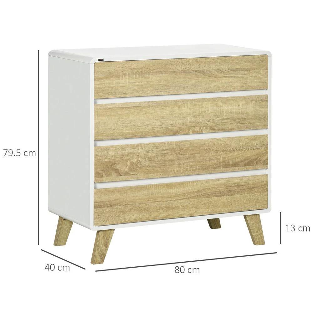 Chest of Drawers 4-Drawer Dresser Storage Chest with Legs Bedroom, Living Room by HOMCOM