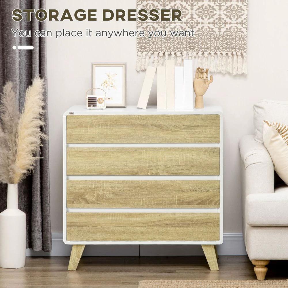 Chest of Drawers 4-Drawer Dresser Storage Chest with Legs Bedroom, Living Room by HOMCOM